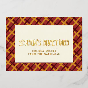 Season's Greetings mid century pattern Foil Holiday Card