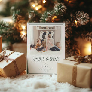 Season's Greetings Minimalist Christmas Card Gold