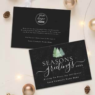 Seasons Greetings Modern Business Logo Holiday Card