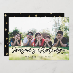 Season's Greetings Modern Family Photo Holiday Card