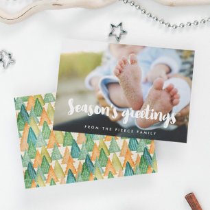 Season's Greetings Modern Family Photo  Holiday Card