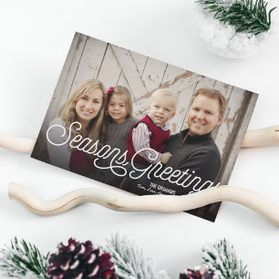 Seasons Greetings Modern Full Photo Holiday Card