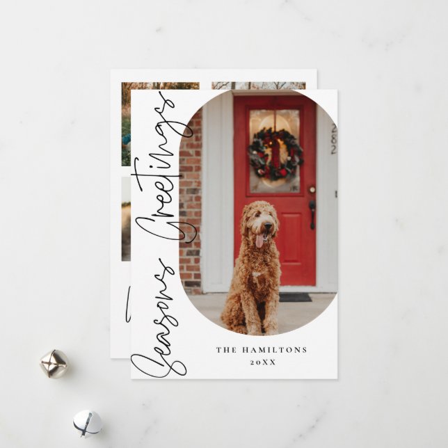 Seasons Greetings Modern Minimalist Card (Front/Back In Situ)