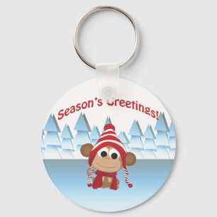 Season's Greetings! Monkey Key Ring
