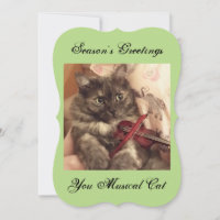 Season's Greetings Musical Cat Card by RoseWrites