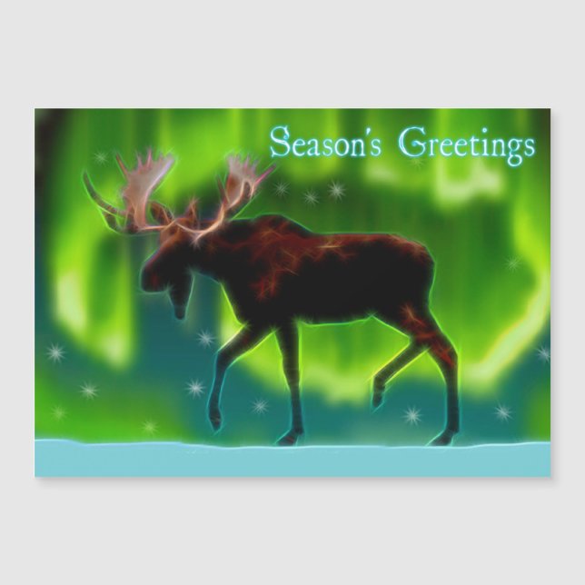 Season's Greetings - Northern Lights Moose (Front)