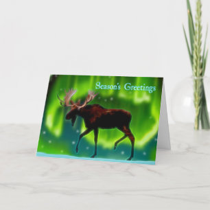 Season's Greetings - Northern Lights Moose Holiday Card