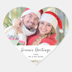  Seasons Greetings One Photo Christmas  Heart Sticker