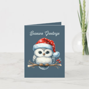 Seasons Greetings owl add message Holiday Card