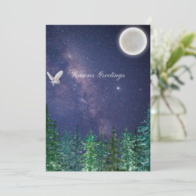 Seasons Greetings - Owl moon Card (Standing Front)