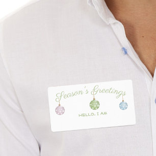 Season's Greetings Party Ornaments Paper Name Tag