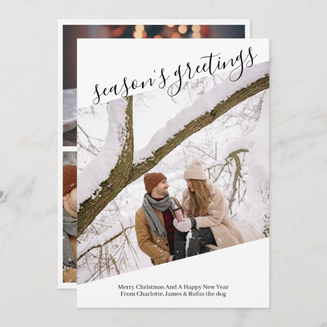 Season's Greetings Personalised Photo Christmas Holiday Card (Front/Back)