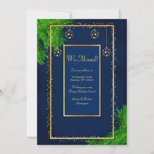 Seasons Greetings Pine Branches Moved Holiday Card