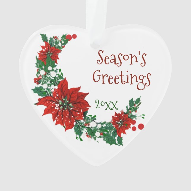 Season's Greetings Pointsettia Dated Holiday Ornament (Back)