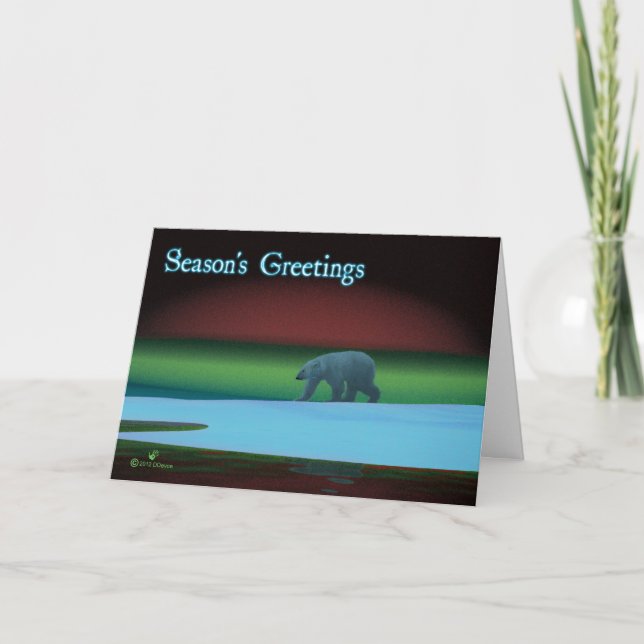 Season's Greetings - Polar Lights Polar Bear Holiday Card (Front)