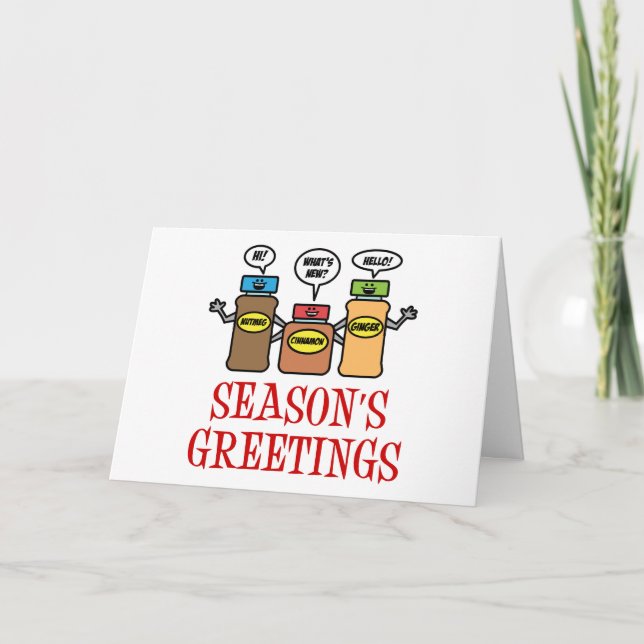 Season's Greetings Pun Christmas Spices Thank You Card (Front)