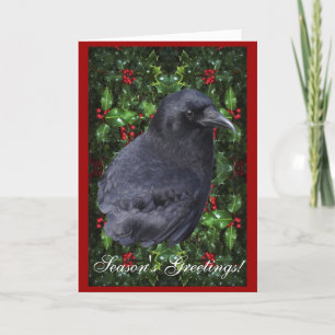 "Season's Greetings" Raven Wildlife Xmas Card