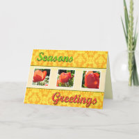 Season's greetings red flowers greeting card.