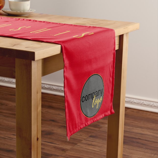SEASONS GREETINGS RED GOLD BUSINESS LOGO TEMPLATE MEDIUM TABLE RUNNER (In Situ)