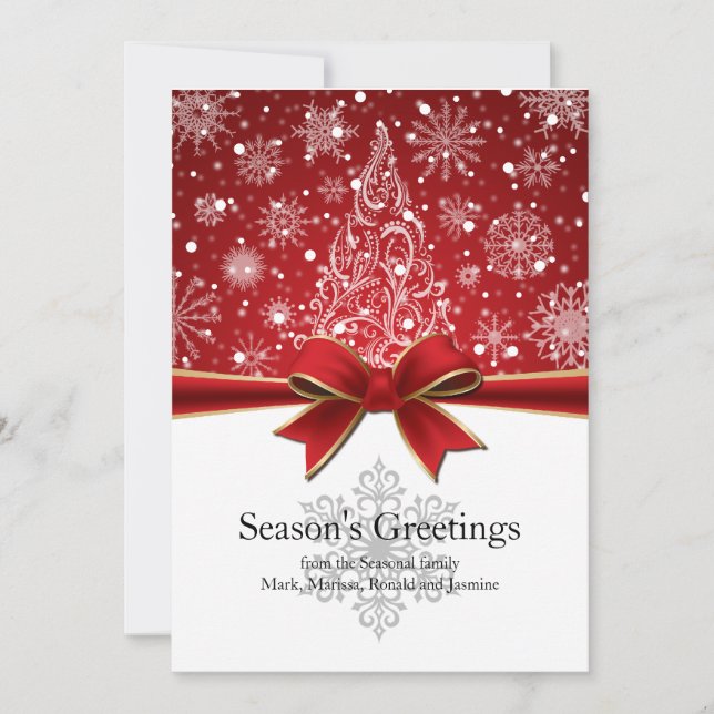 Season's Greetings Red Holiday Artistic Snowflakes (Front)