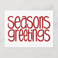 Seasons Greetings Red Postcard