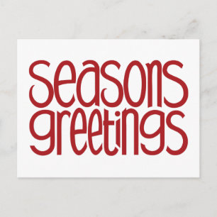Seasons Greetings Red Postcard