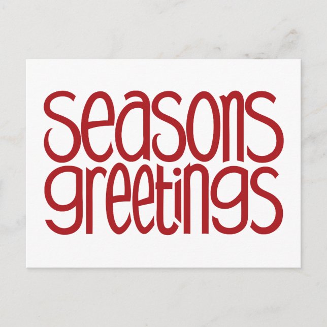 Seasons Greetings Red Postcard (Front)