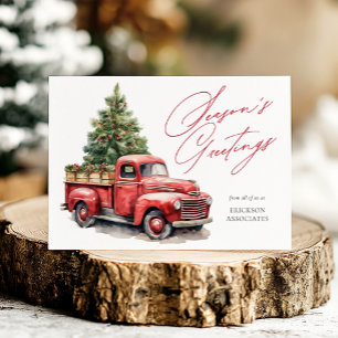 Season's Greetings Red Truck Corporate Business Holiday Card