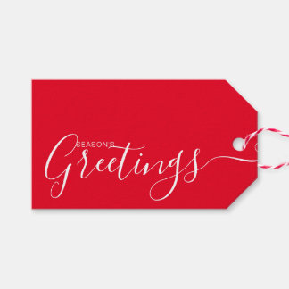 Season's Greetings Red White Minimalist Gift Tags