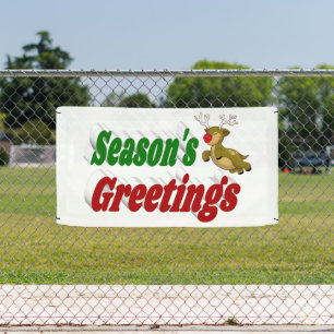 Seasons Greetings Reindeer Christmas typography Banner