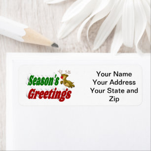 Seasons Greetings Reindeer Christmas typography Return Address Label