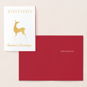 Seasons Greetings Reindeer Red Your Words Foil Car Card