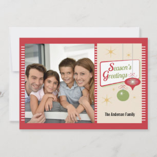 Season's Greetings Retro 2 Photo Christmas Holiday Card