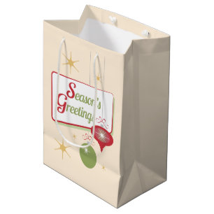 Season's Greetings Retro Style Christmas Medium Gift Bag