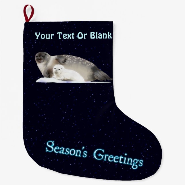 Season's Greetings - Ringed Seal Large Christmas Stocking (Front)