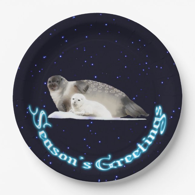 Season's Greetings - Ringed Seal Paper Plate (Front)