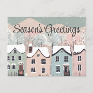 Seasons Greetings Rustic Folk Art Holiday Postcard