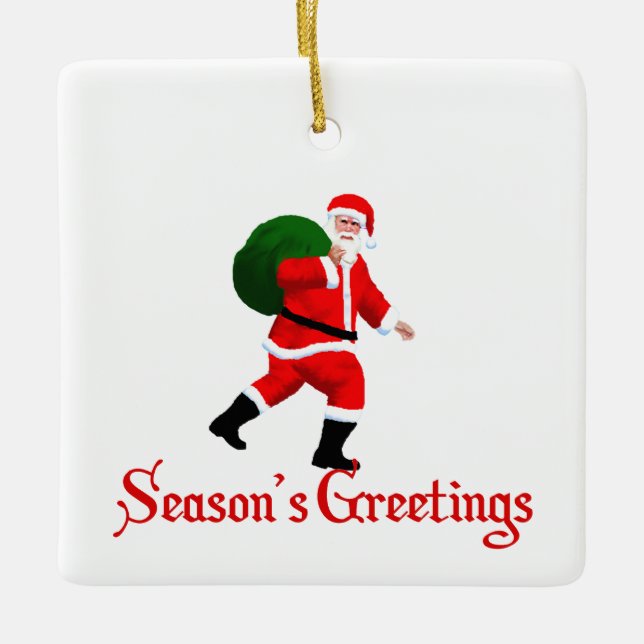 Season's Greetings - Santa Claus Ceramic Ornament (Front)