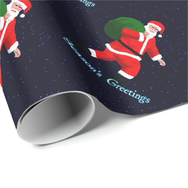 Season's Greetings - Santa Claus Wrapping Paper (Roll Corner)
