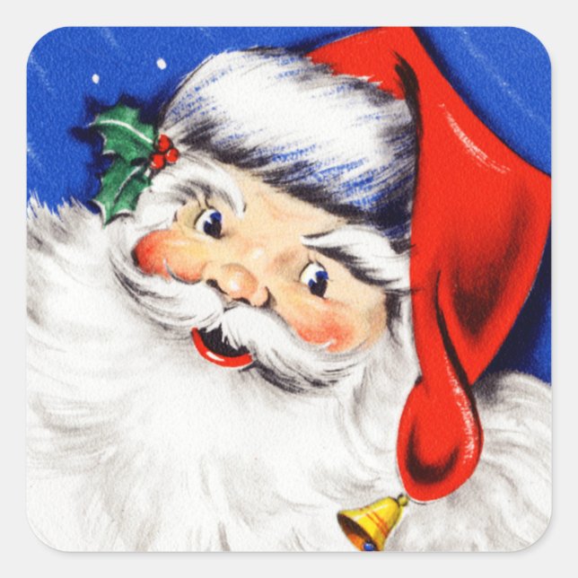 Seasons Greetings Santa Square Sticker (Front)