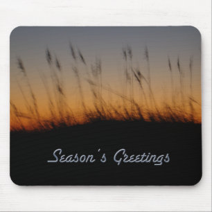 Season's Greetings Sea Oats and Dunes at Sunset Mouse Pad