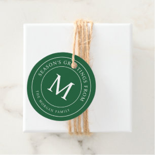 Season's Greetings Simple Chic Family Monogram Favour Tags