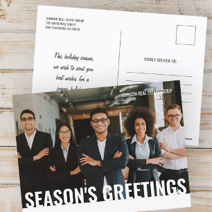 Season's Greetings Simple Modern Custom Photo Holiday Postcard