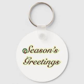 Season's Greetings Simple Text with Wreath Key Ring