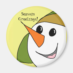 Seasons Greetings Smiling Snowman Magnet