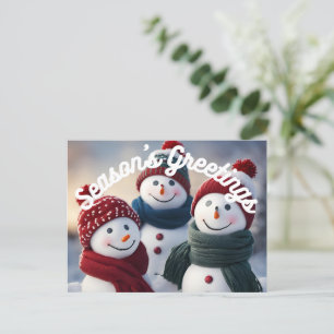 Season's Greetings Smiling Snowmen Postcards