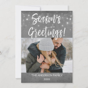 Season's Greetings Snow or Snowflake Photo Card