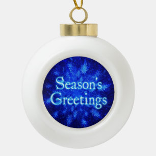 Season's Greetings - Snowburst Ceramic Ball Christmas Ornament