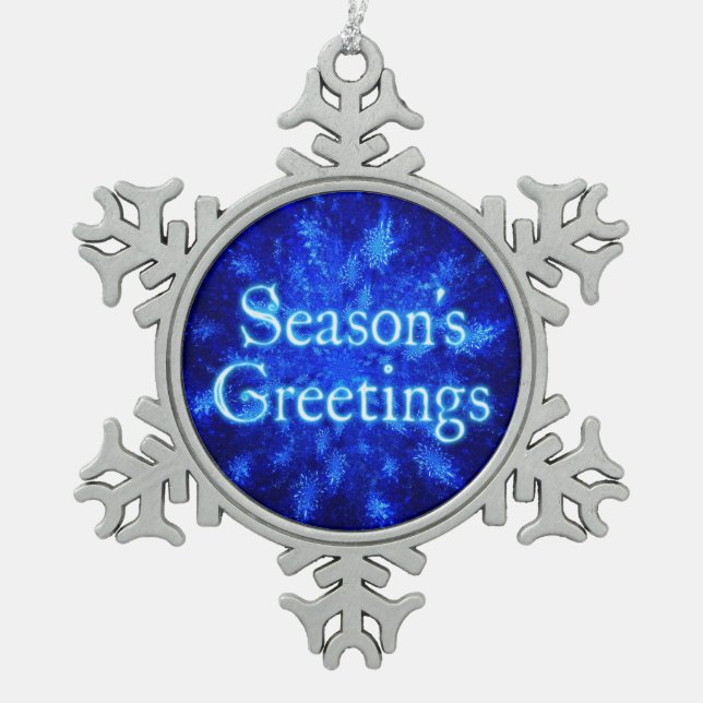 Season's Greetings - Snowburst Snowflake Pewter Christmas Ornament (Front)