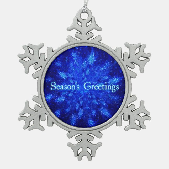 Season's Greetings - Snowburst Snowflake Pewter Christmas Ornament (Front)